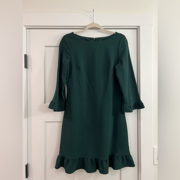 green dress with black flowers ZAPAKA Women Dark Green Long Bridesmaid Dress with 3D Flowers A-Line  Spaghetti Straps Wedding Party Dress main image 1